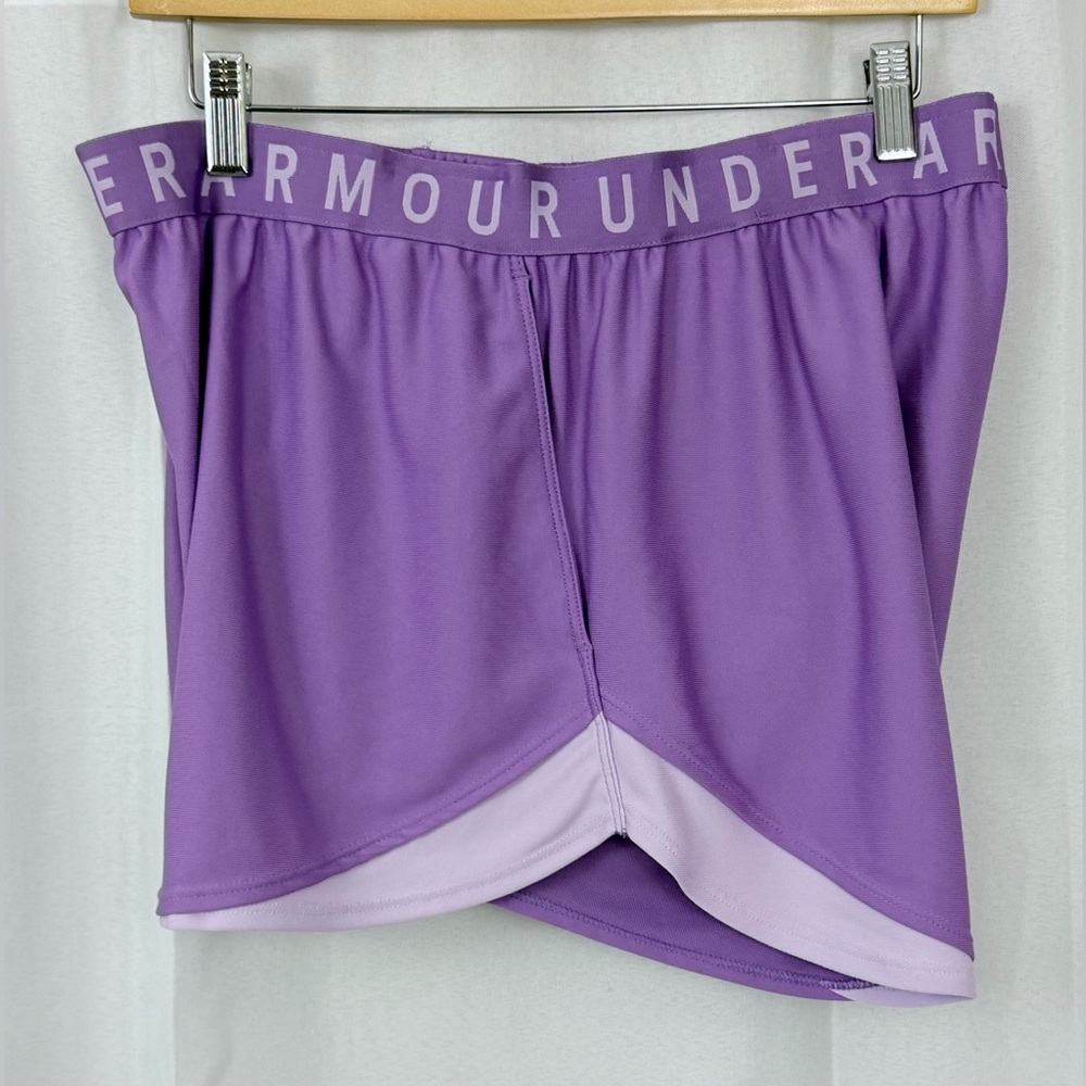 Under Armour Woman’s Play Up 3.0  Lavender Athletic/Performance Shorts 2XL  NWT - Picture 3 of 6
